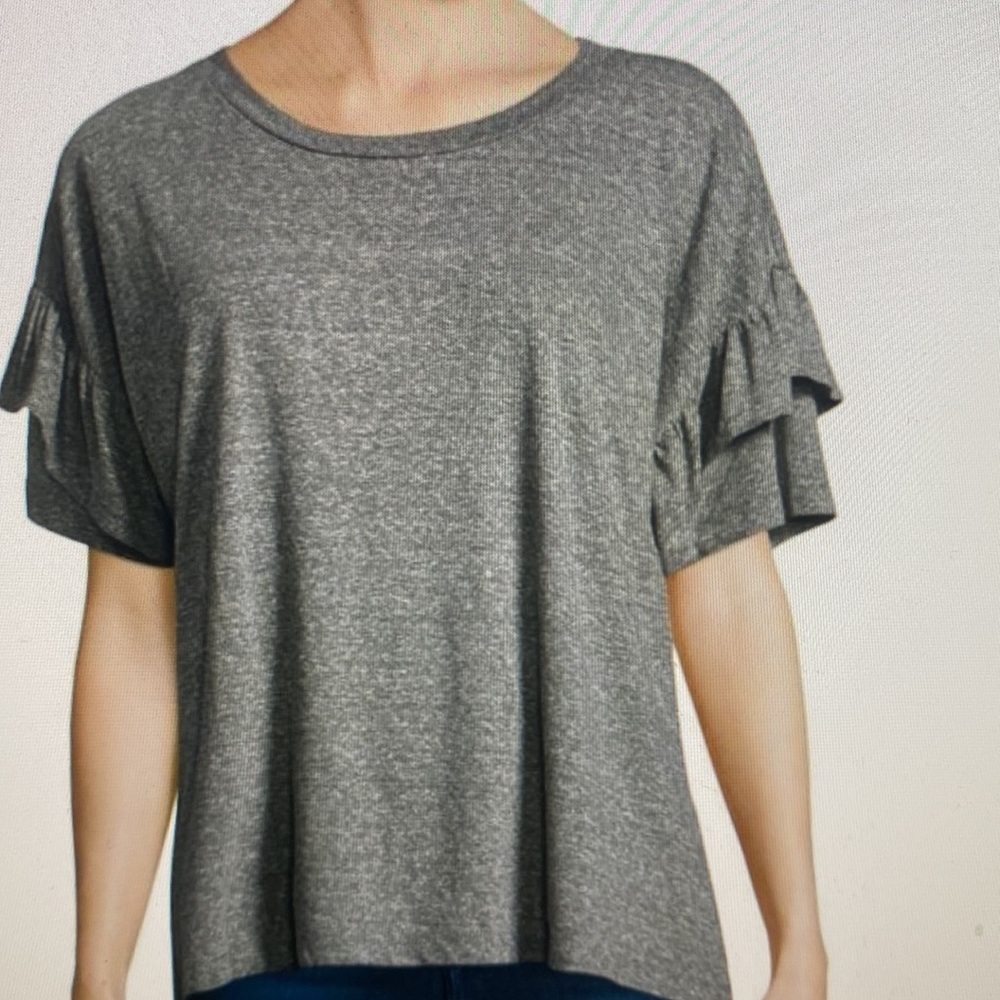 Current/Elliott heather gray ruffle roadie tee shirt - Picture 9 of 10